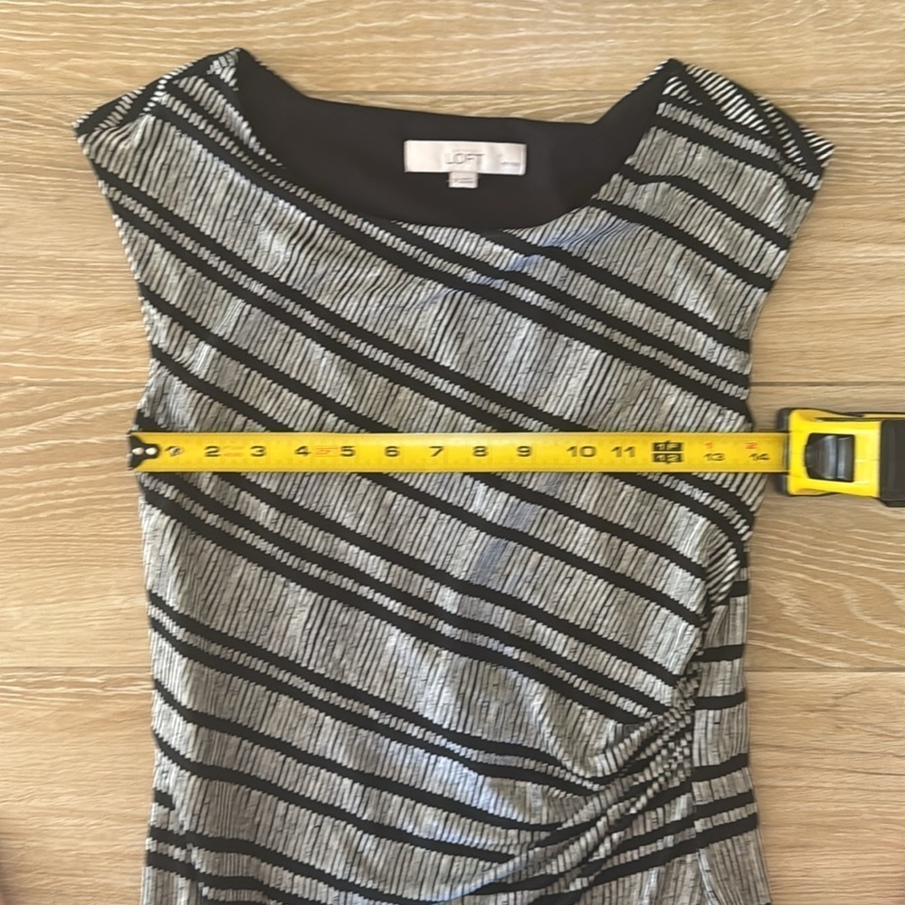 Loft Black and White Striped Dress SP Small Petite S - Picture 11 of 14